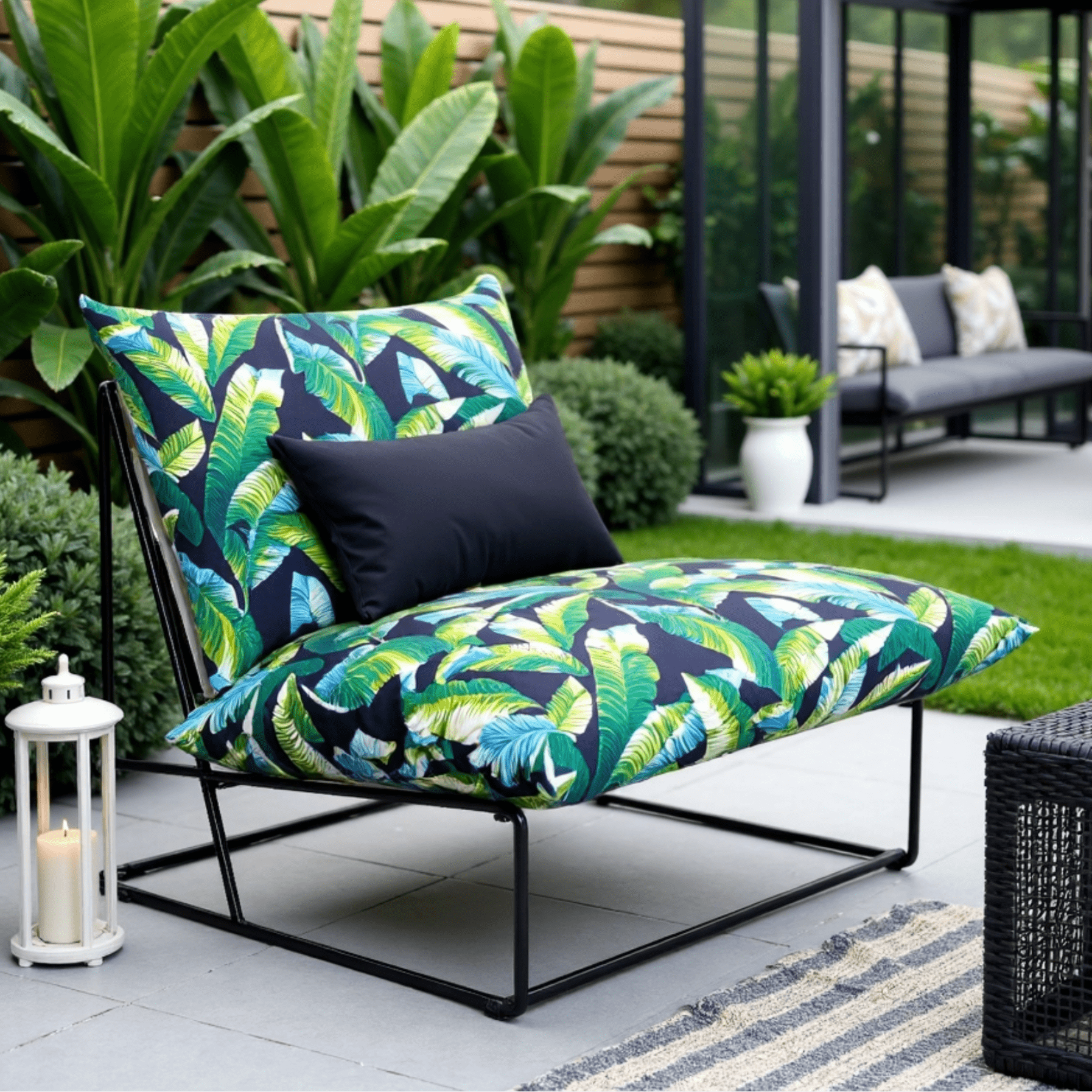 Rockin Cushions IKEA Outdoor Slipcovers 1 pillow and 1 seat cover Blue Palms Outdoor Slipcovers, Compatible with IKEA Havsten